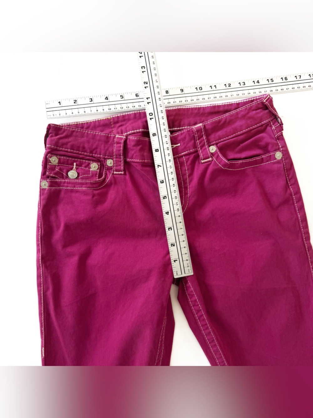 True Religion Jeans Womens 29 Purple Skinny Flap Pockets Magenta Purple - Picture 8 of 10